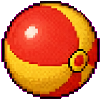 Red-and-yellow ball that rolls across the street.