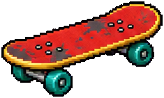 Unattended skateboard travelling across the rider’s path.